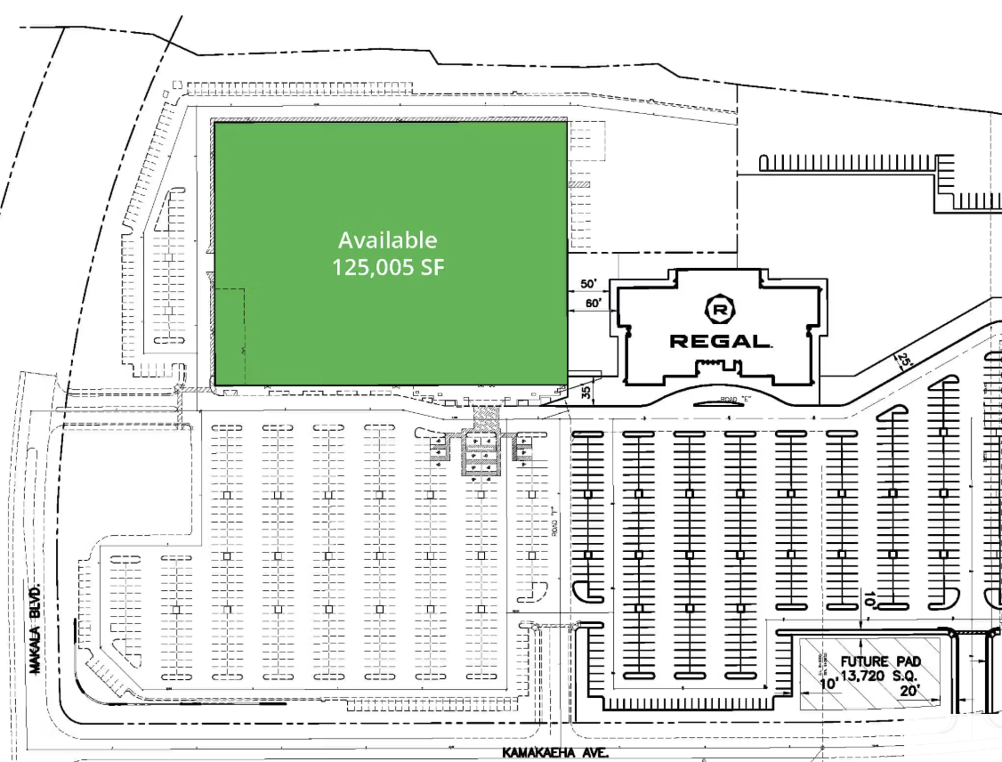 Site plan image showing a proposed available 125,005 square foot area